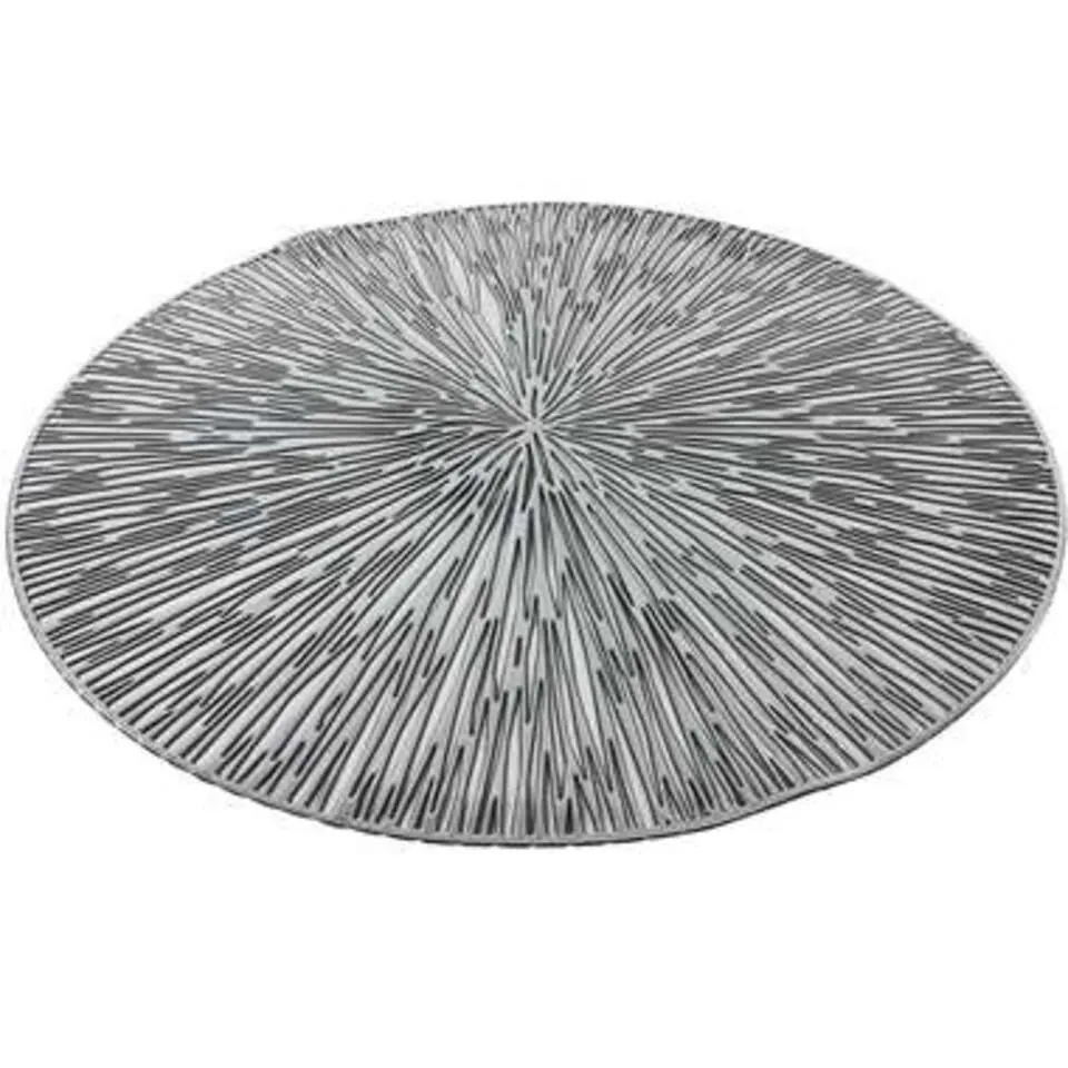 Bellatio design Placemats - 6 stuks - geponst - zilverkleurig - 38 cm