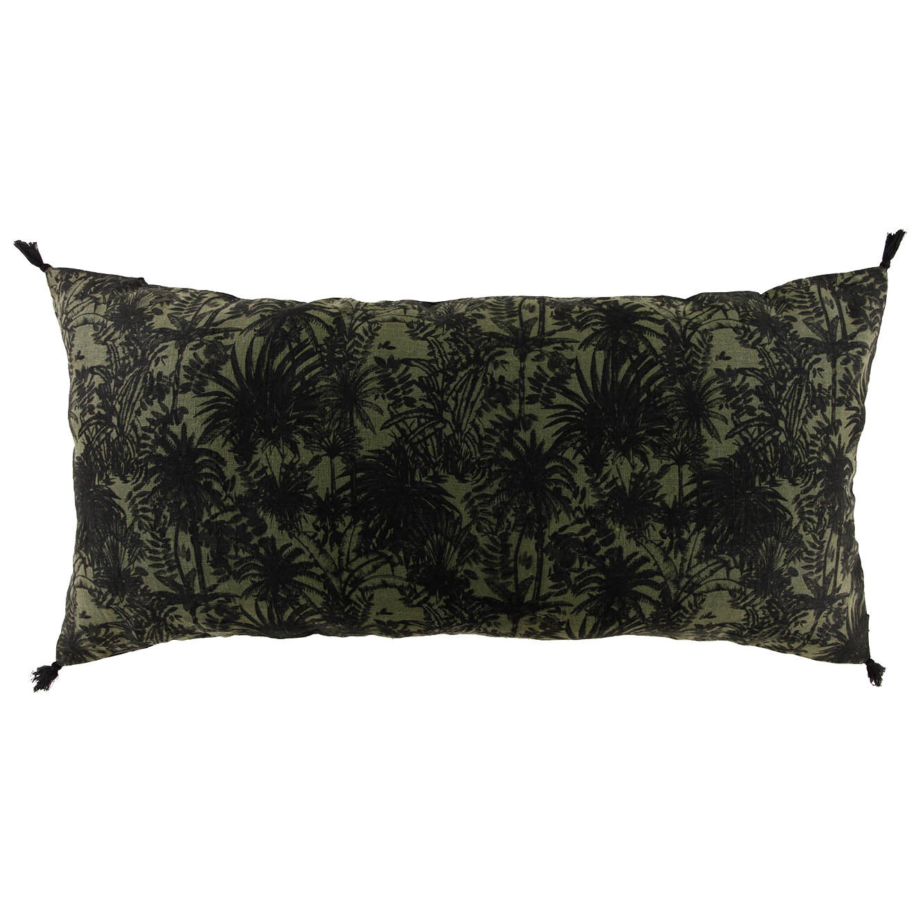 Haomy Housse de coussin en Lin & Coton Mahé kaki - 55x110 cm