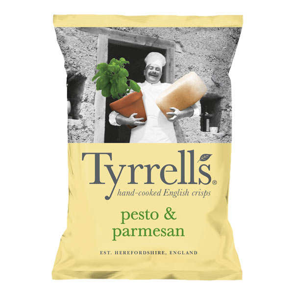 Chips de pommes de terre au pesto et parmesan