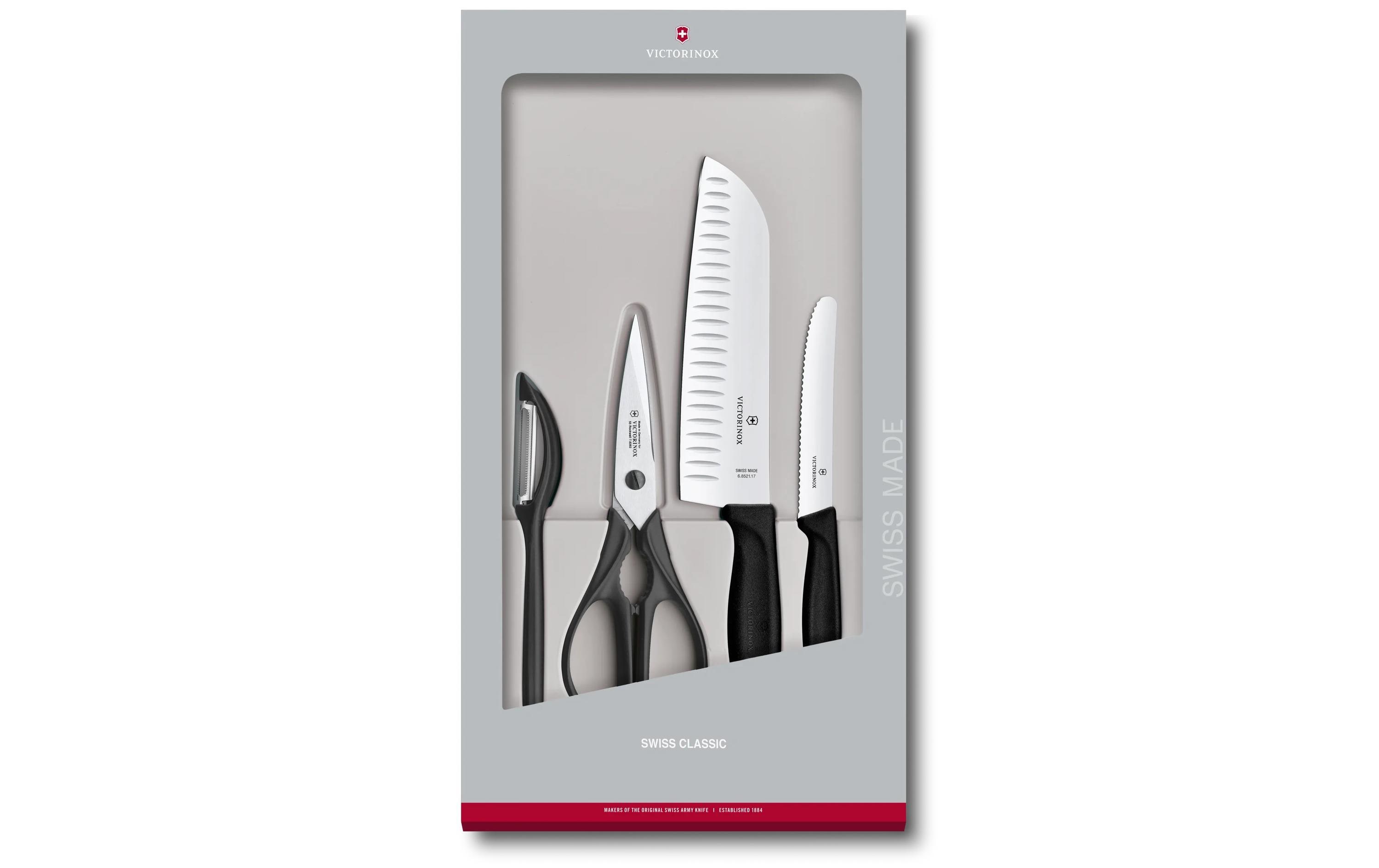 Messer-Set Swiss Classic 4-teilig, SchwarzMesser-Set mit Schere