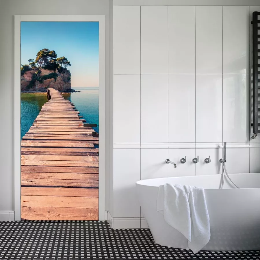 Nikima Türbild TB-01 selbstklebendes Türbild – Holzsteg Klebefolie bunt