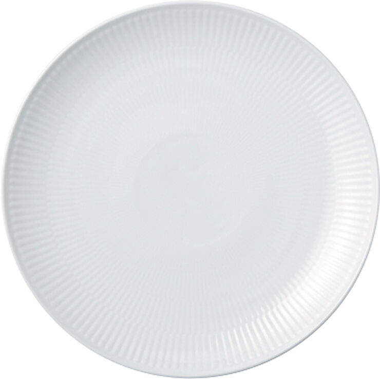 Royal Copenhagen Hvid Riflet coupe 23 cm. tallerken Hvid