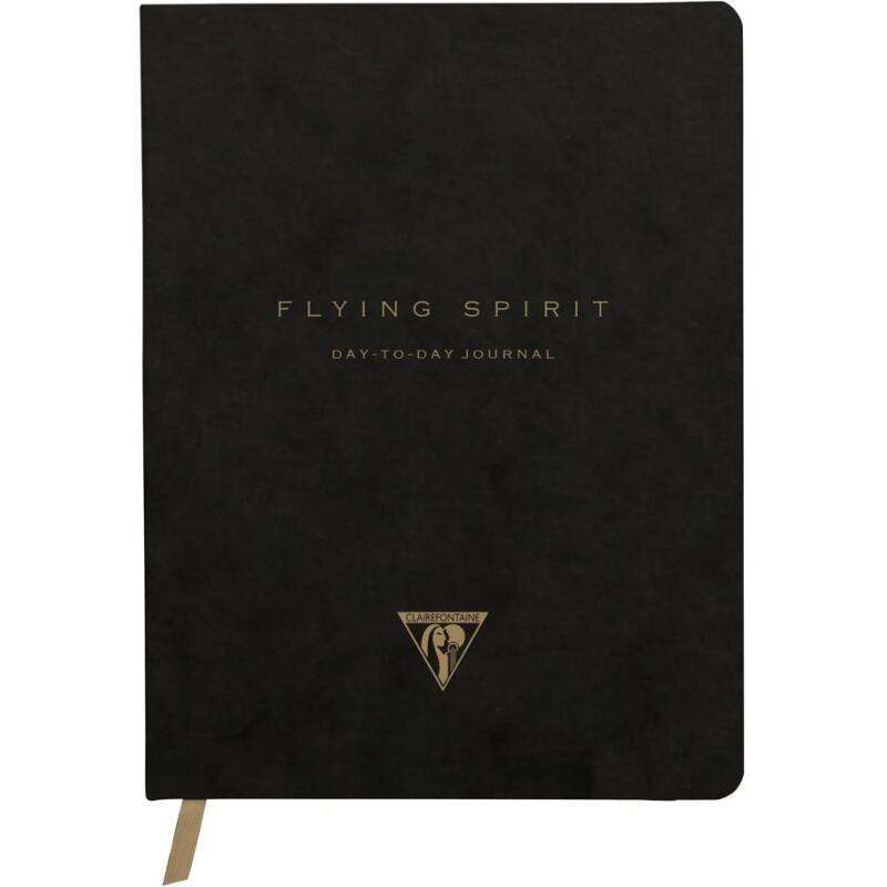 Flying Spirit, Black, DaytoDay journal 19x25 cm, 192 pages, dot, pochette à soufflet au dos, marquepage, fermeture élastique, ass. - Noir