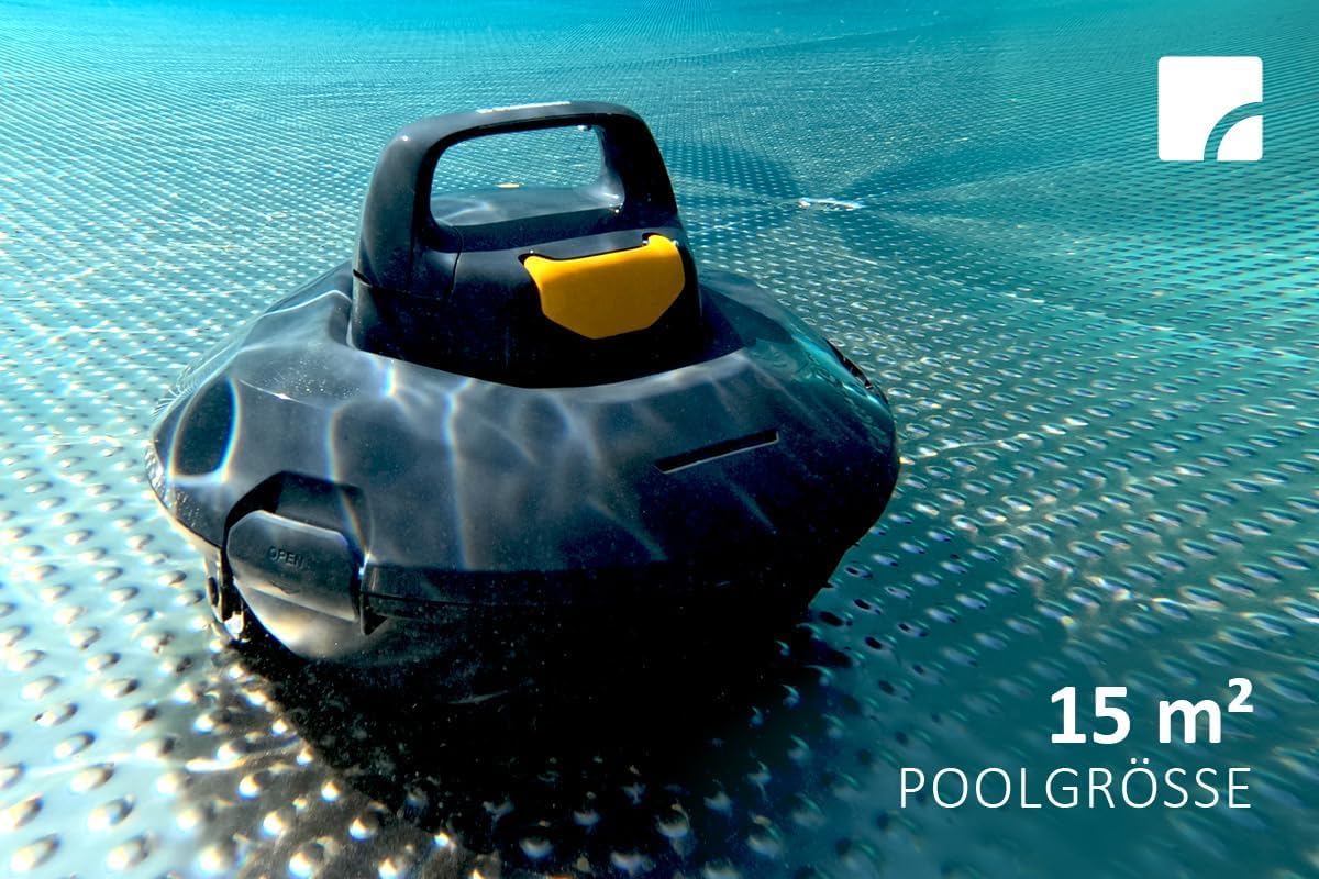 Steinbach Poolrunner ONE RXB 150 | Akku-Poolroboter für Becken bis 15m² | 110Min Laufzeit | 180μm Ultrafeinfilter | für kristallklares Wasser | kompakt & effizient | für Salzwasser geeignet