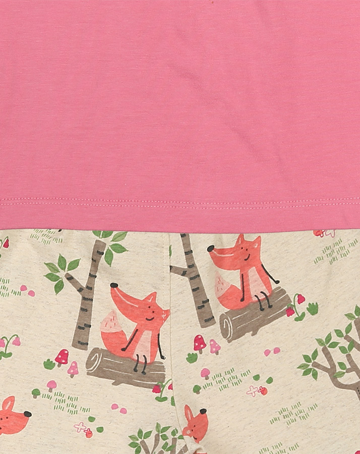 Schlafanzug WALDTIERE 2-teilig in pink/natur
