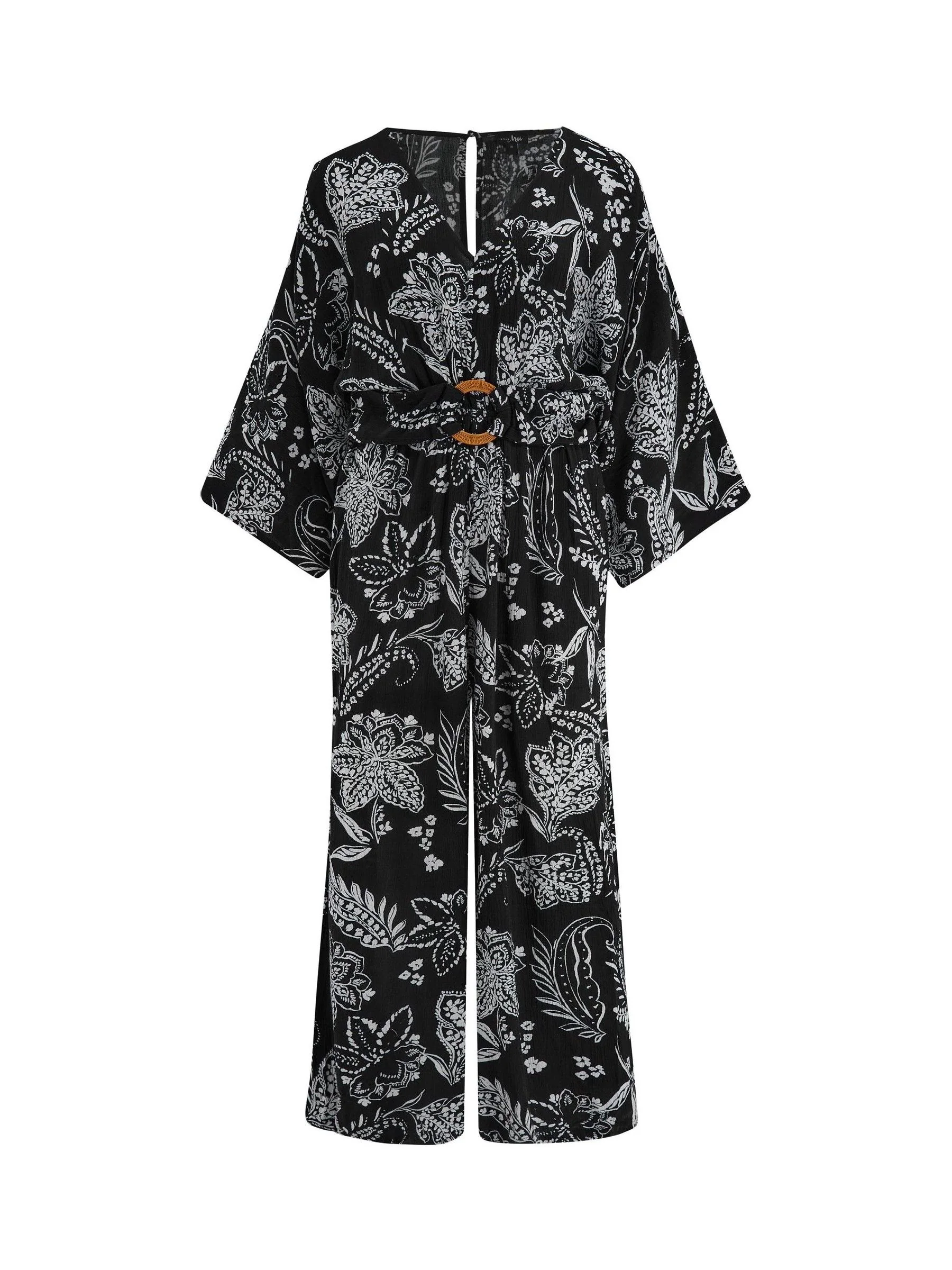 Pour Moi Geweven strandjumpsuit met kreukeltextuur en O-ring