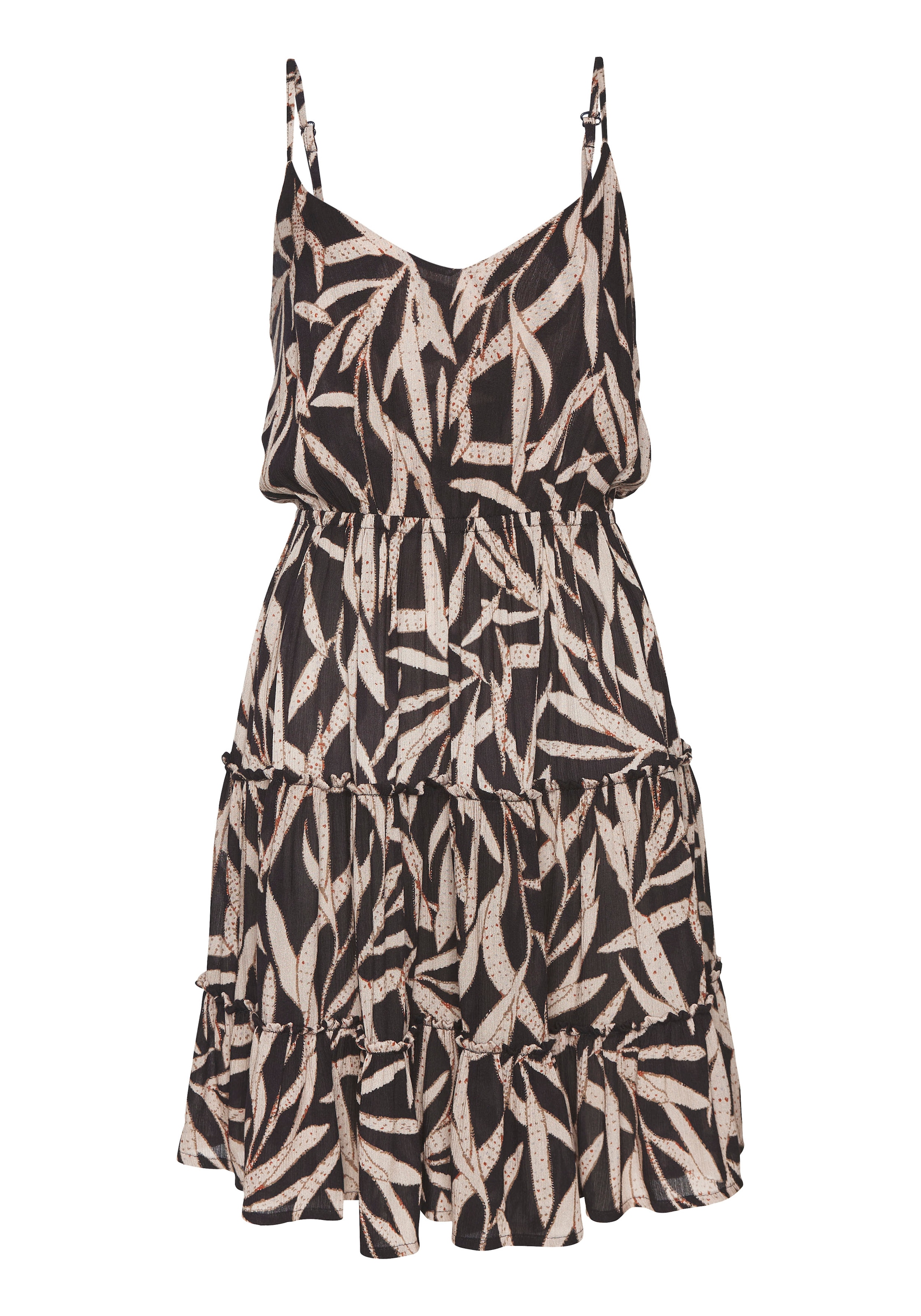 s.Oliver Sommerkleid mit Alloverdruck, luftiges Strandkleid mit Volant