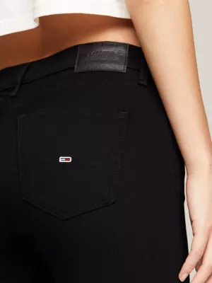 Calça jeans preta Nora de cintura média e corte skinny