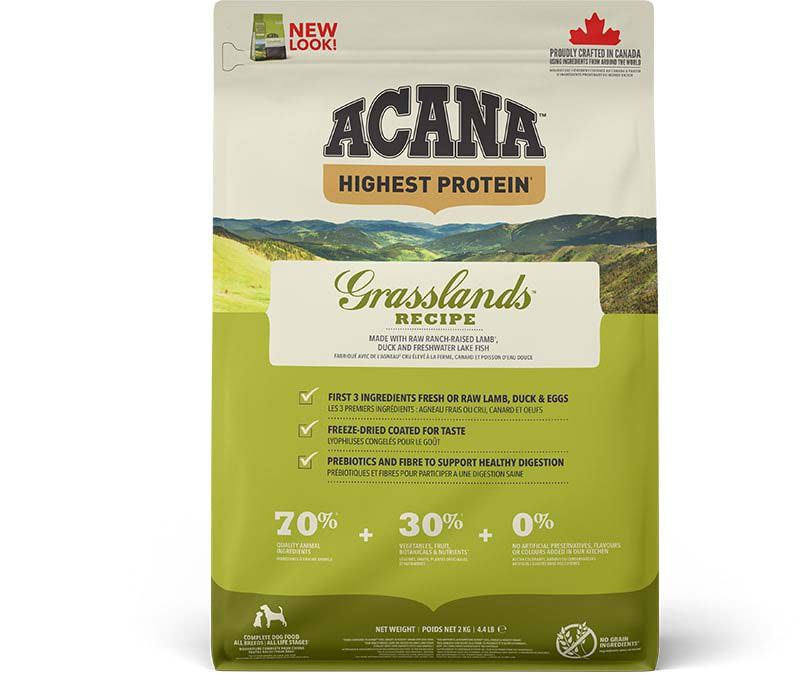 Acana Regionals Grasslands Dog Highest proteïn - Hondenvoer - 2 Kilogram - eend, lam