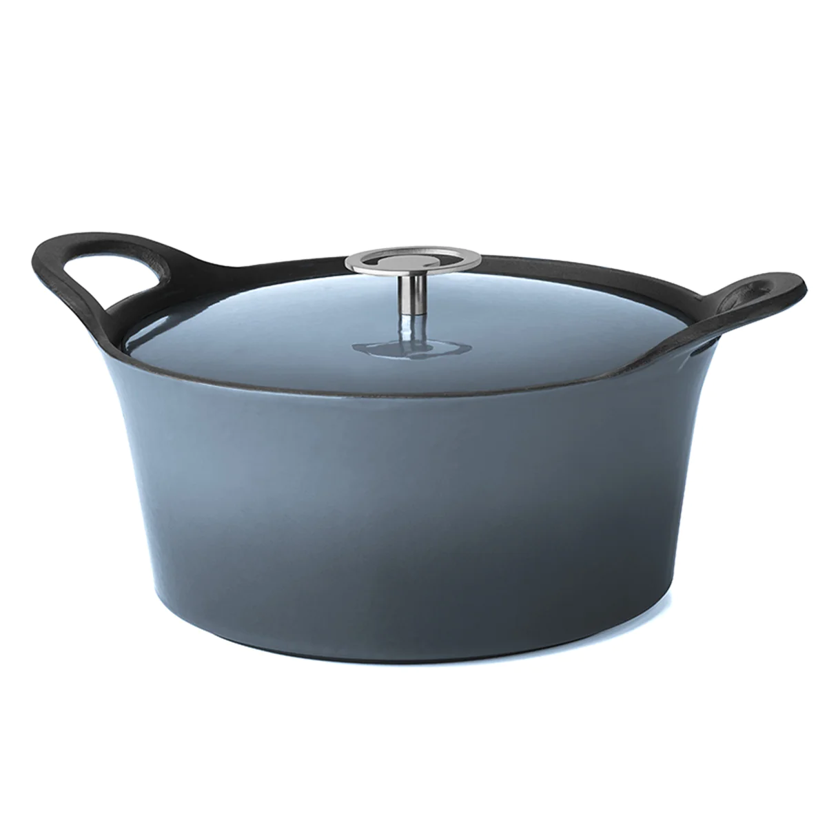 Volcan - Cocotte ronde 24cm fonte de fer émaillée bleu denim avec couv