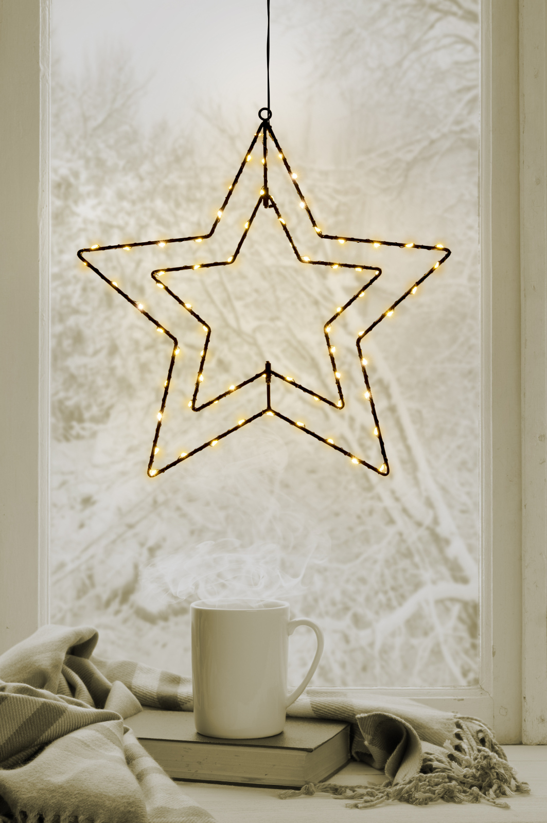 LED-Weihnachtsstern 3D - schwarz - 38 cm