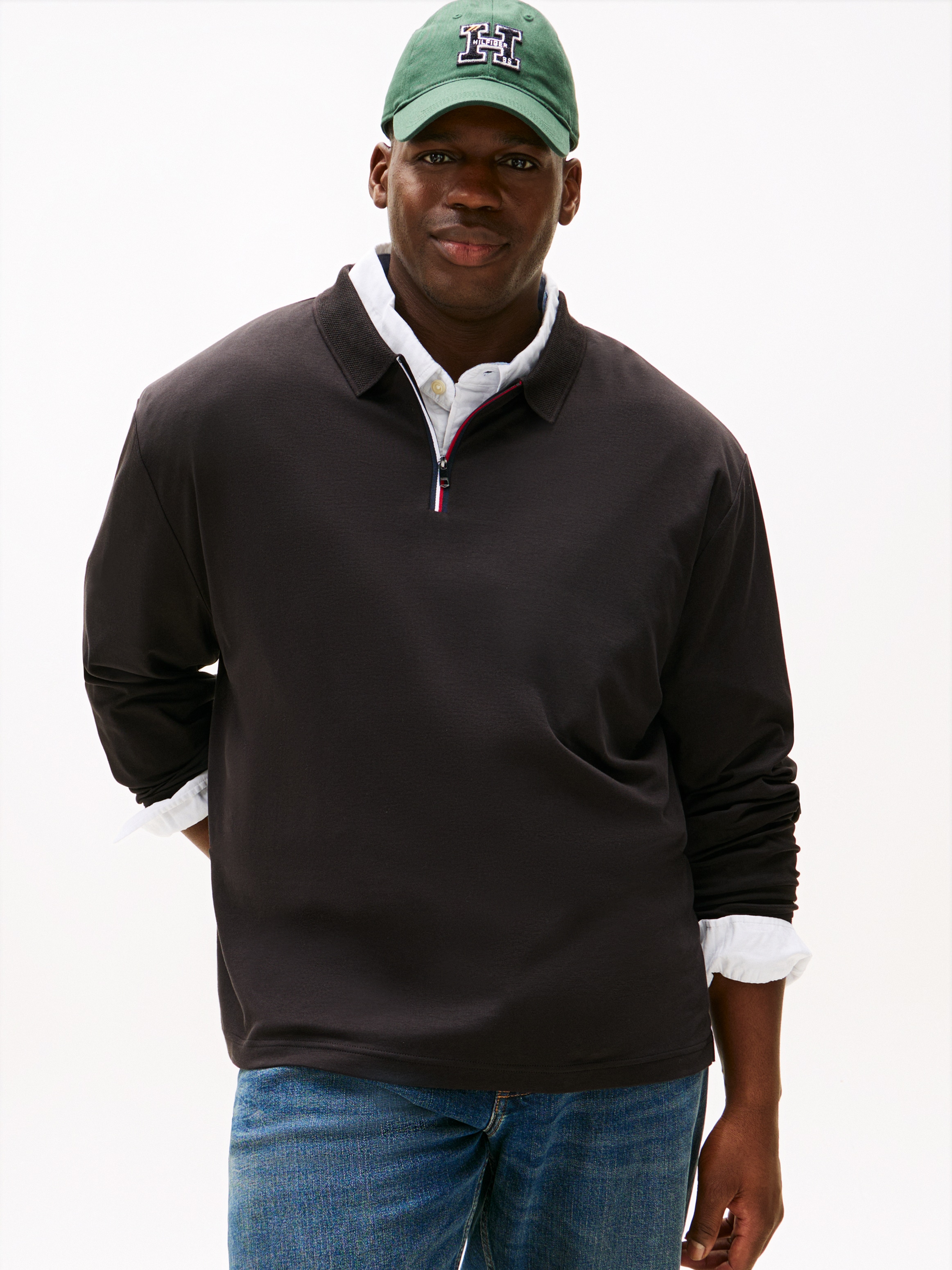 Tommy Hilfiger Big & Tall Langarm-Poloshirt »ZIP INTERLOCK POLO«, Grosse Grössen