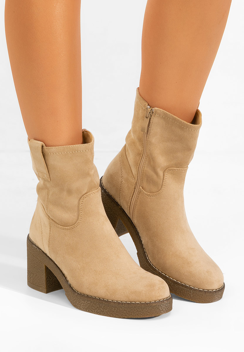 Bottines à talon beige Livona