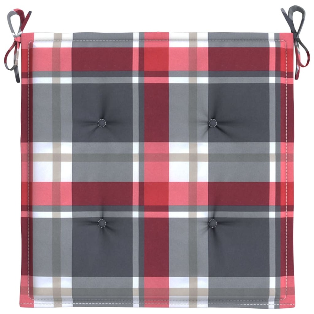 Coussins de chaise de jardin 2 pcs carreaux rouges 40x40x3 cm
