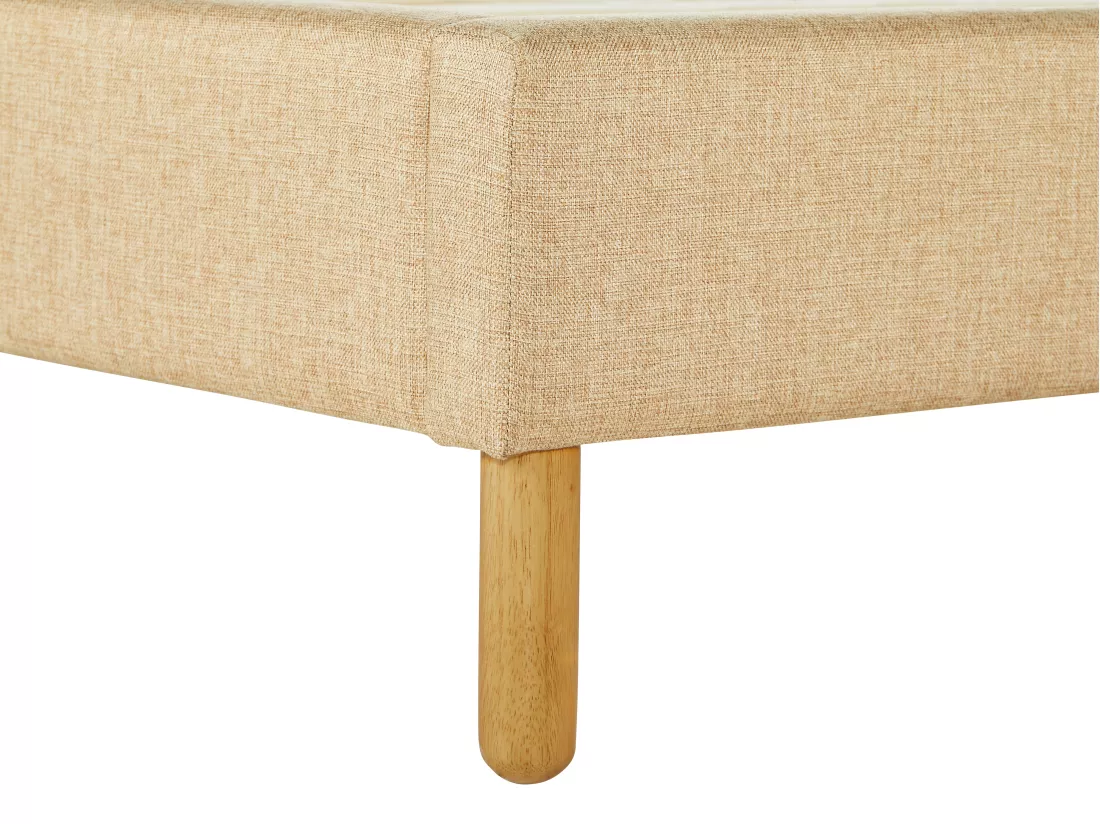 Lit coquillage 90 x 190 cm - Tissu - Beige + Matelas - MOANA