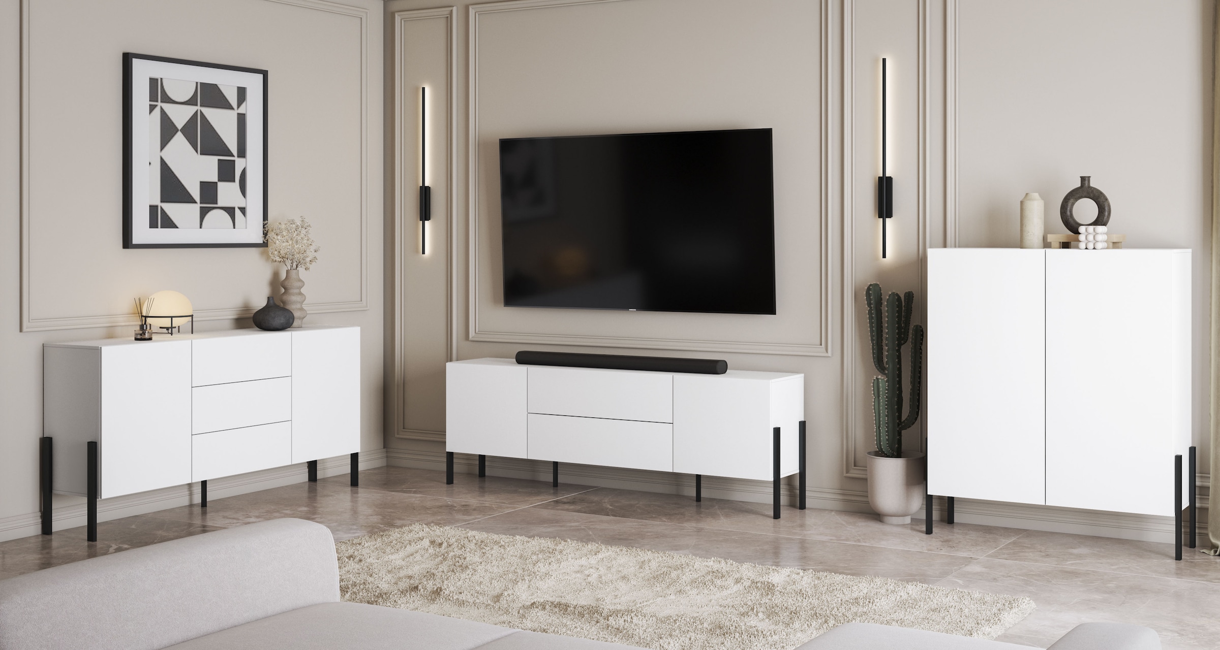 INOSIGN Kommode »Jukon, Breite 110 cm, moderne grifflose Hochschrank, 2Türen« Highboard mit viel Stauraum, push-to-open-Funktion