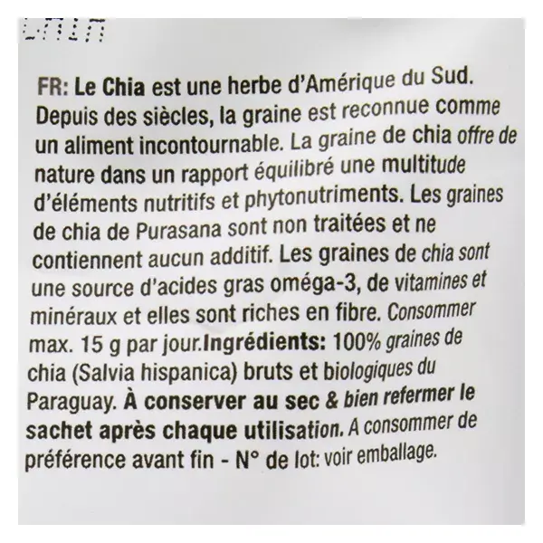 Purasana Graine de Chia Bio 400g