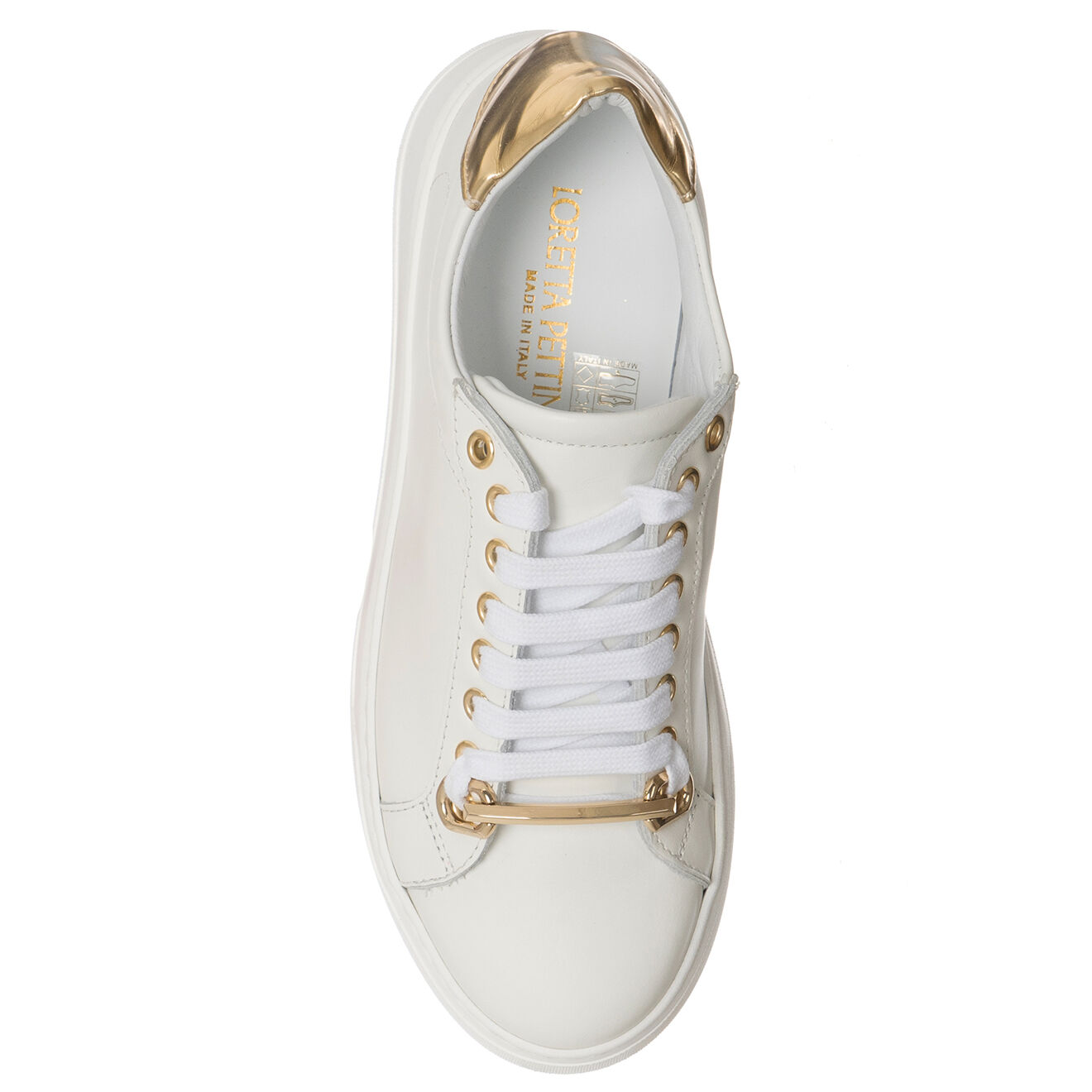 Loretta Pettinari Sneakers en Cuir Sava blanc/doré