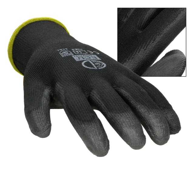 ECD Germany 48 par PU arbejde handsker, størrelse 8-M, farve sort, mekanik