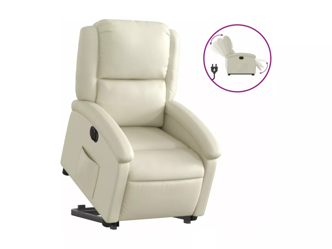 Fauteuil inclinable électrique crème similicuir