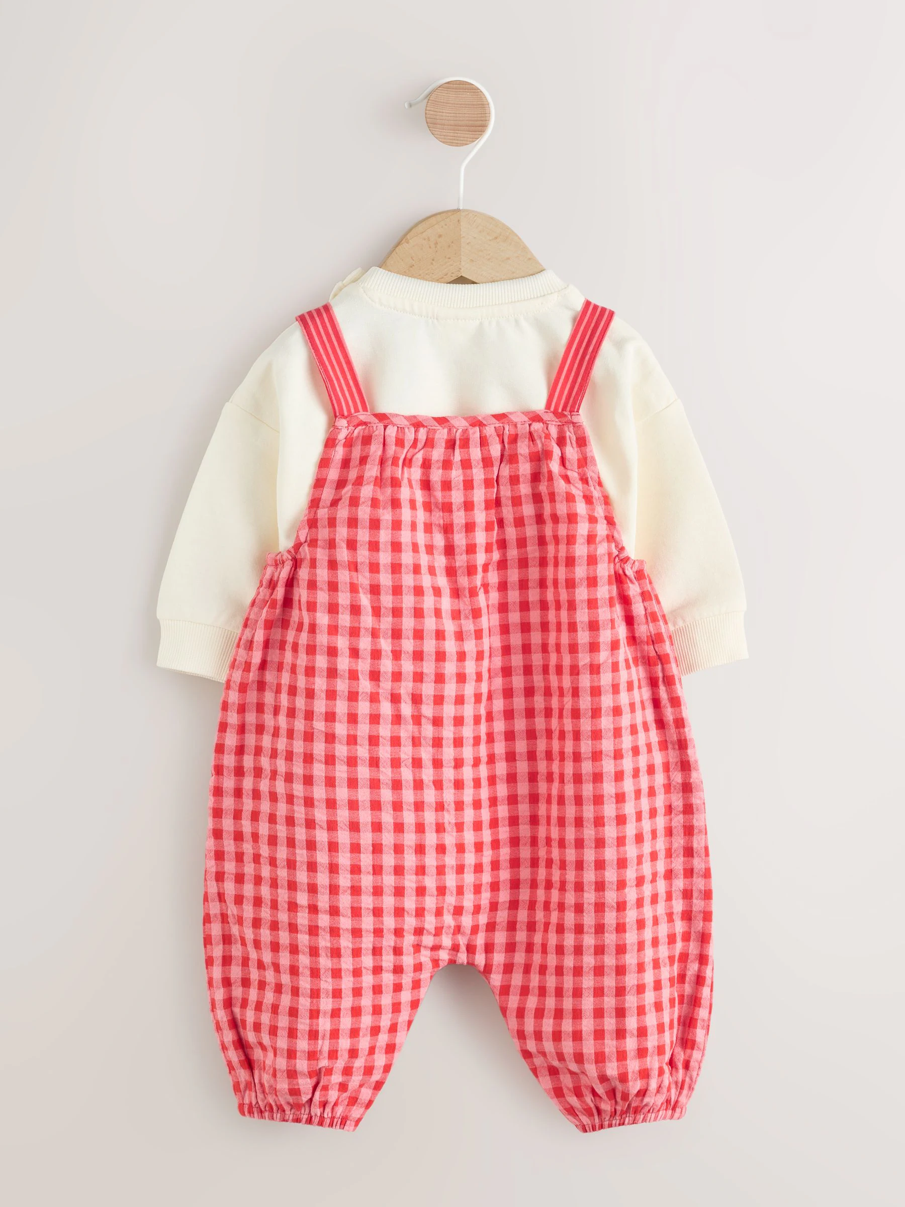 Rood/roze geruit - Baby tuinbroek en bodysuit 2 -delige set (0mnd -2jr)
