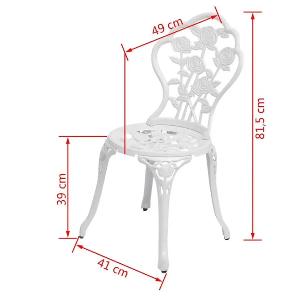 vidaXL - Tuin Eetstoel - Wit - Metaal - 2 stuks