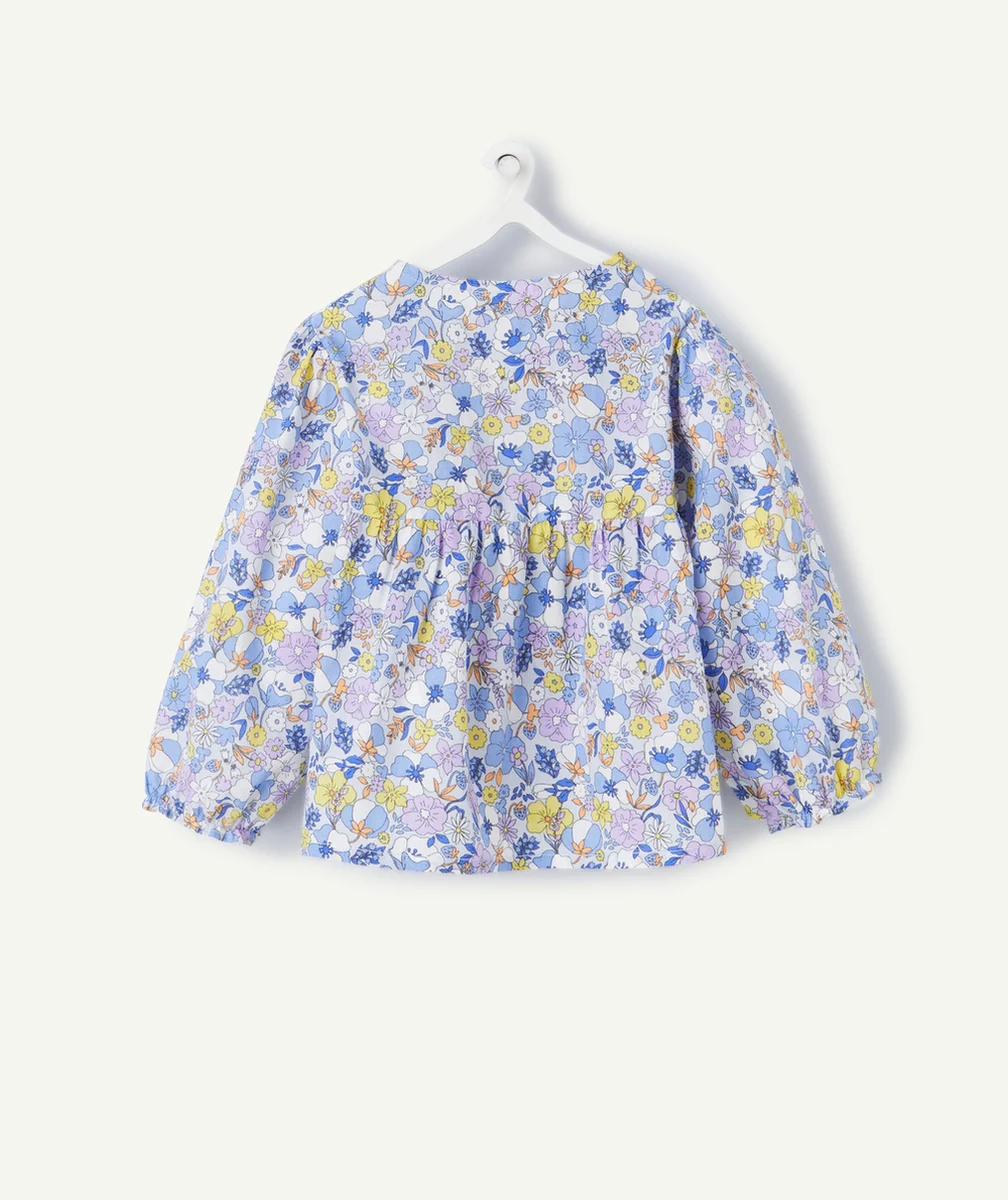 BLOUSE BÉBÉ FILLE EN COTON BIO AVEC IMPRIMÉ FLEURI BLEU