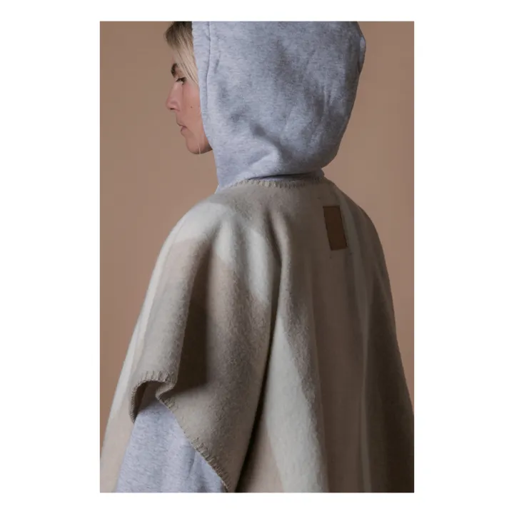 La Méricaine Poncho Long Mothearl Laine Recyclée | Beige