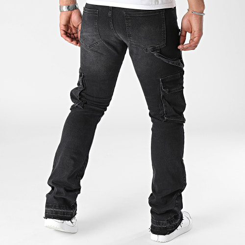 Pantalon Cargo Jean Flare Noir