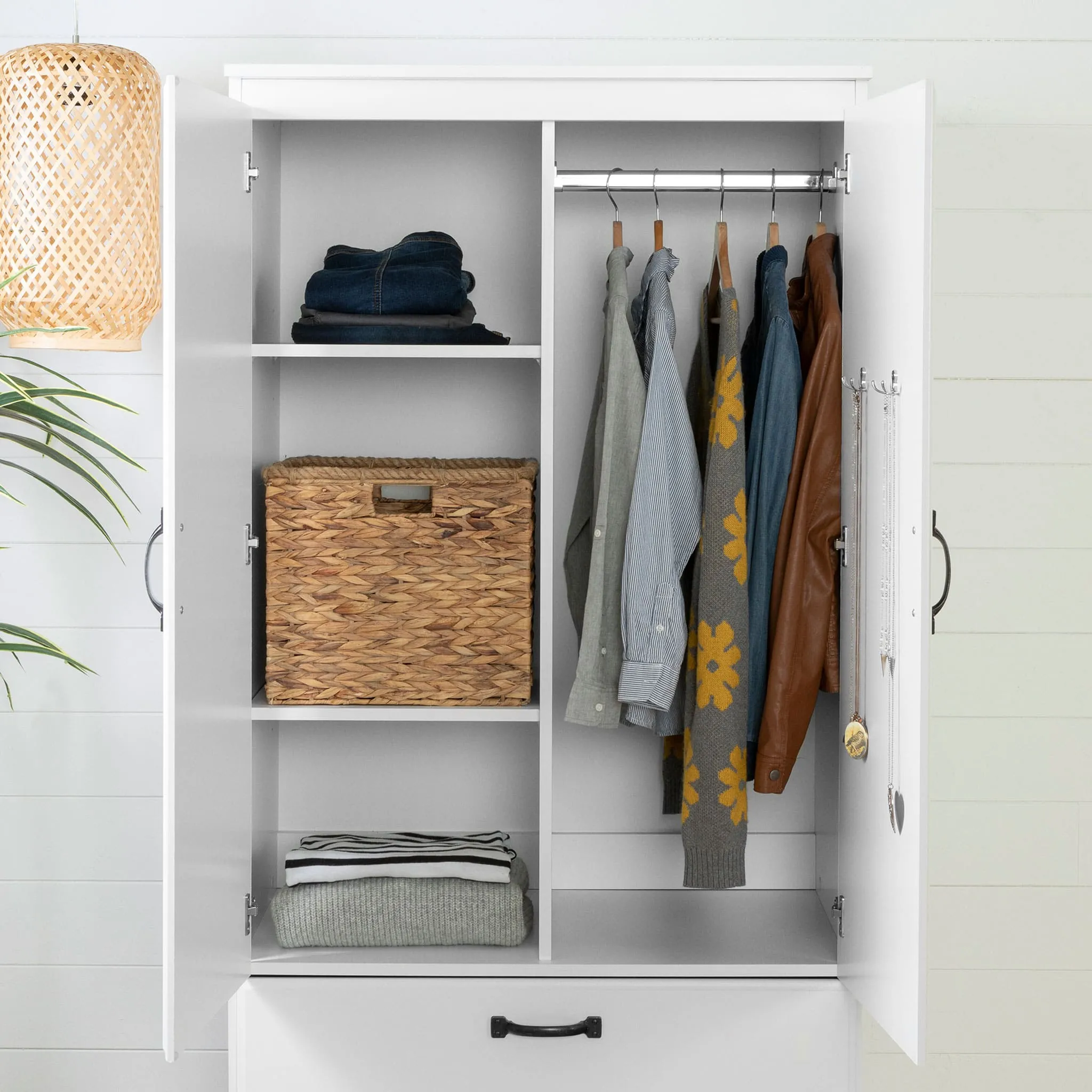 South Shore Armoire penderie - Farnel Blanc Solide