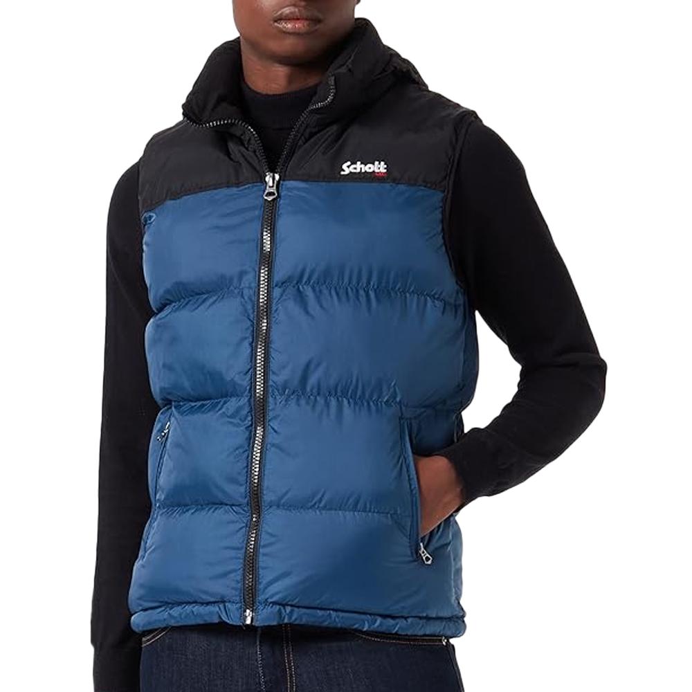 Schott Doudoune sans manche Noir/Bleu Homme Schott Utahv