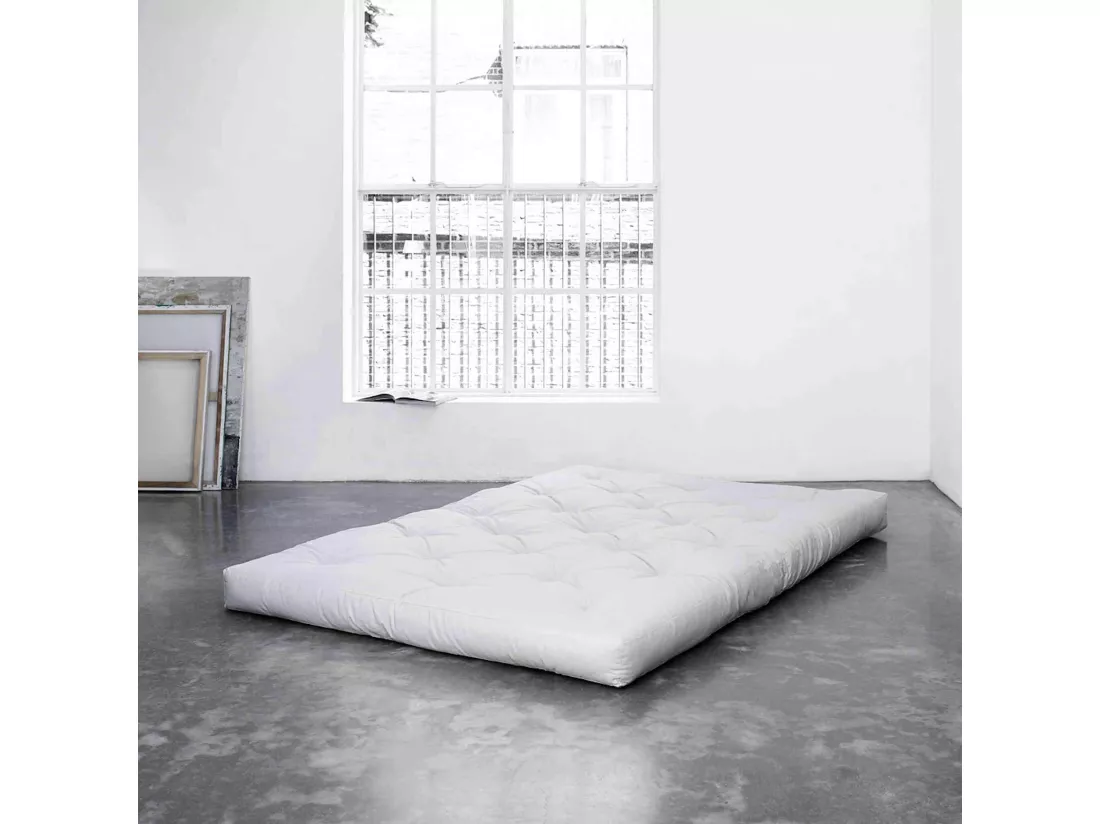 Matelas futon écru 13 cm TRADITIONAL housse Oeko-Tex® 180x200