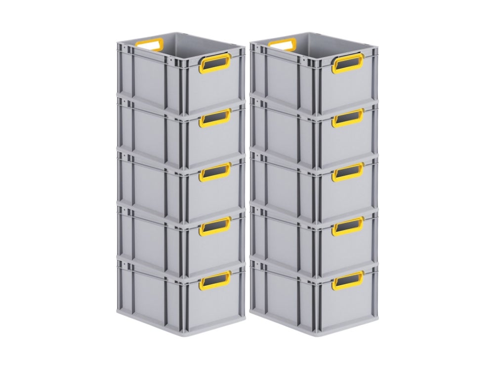 PROREGAL Eurobox Nextgen Kleur HxBxD 22 x 30 x 40 cm 20 liter Handgrepen Geel Open gladde bodem Euro container transportbox