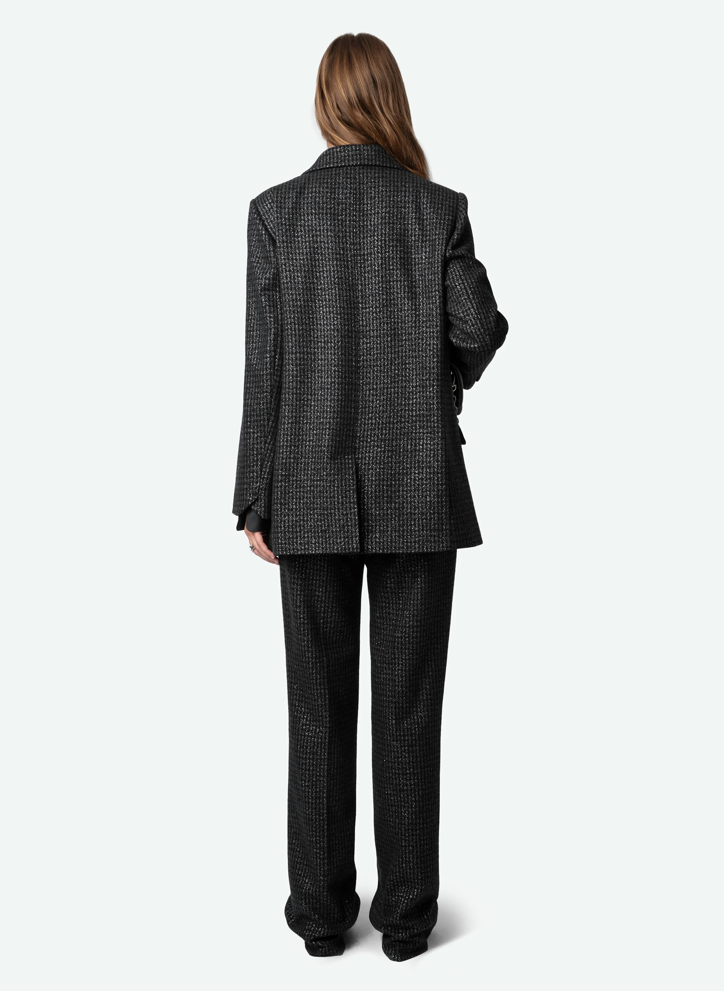 VIVA - Veste tailleur droite en laine recyclée mélangée | Noir