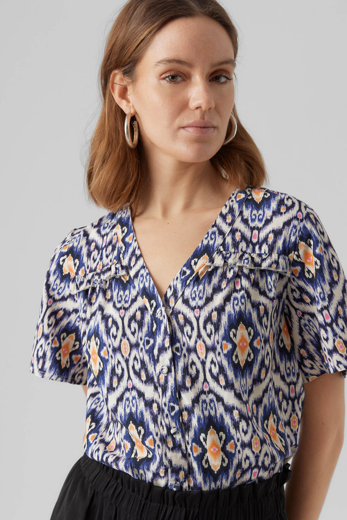Blusa de manga curta - Azul marinho