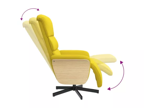 Fauteuil inclinable avec repose-pieds jaune clair tissu
