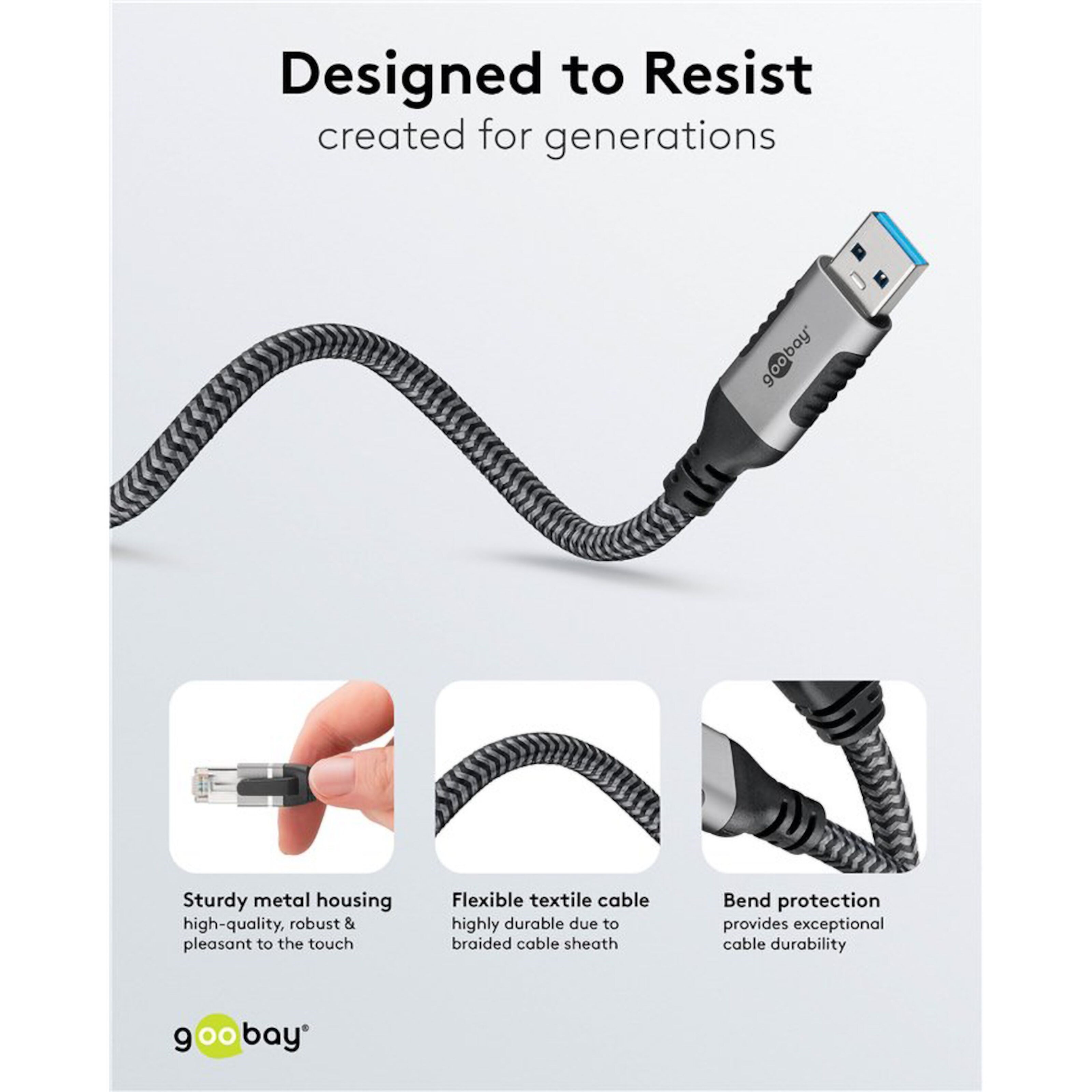Nettverkskabel med USB-tilkobling USB-A 1 m