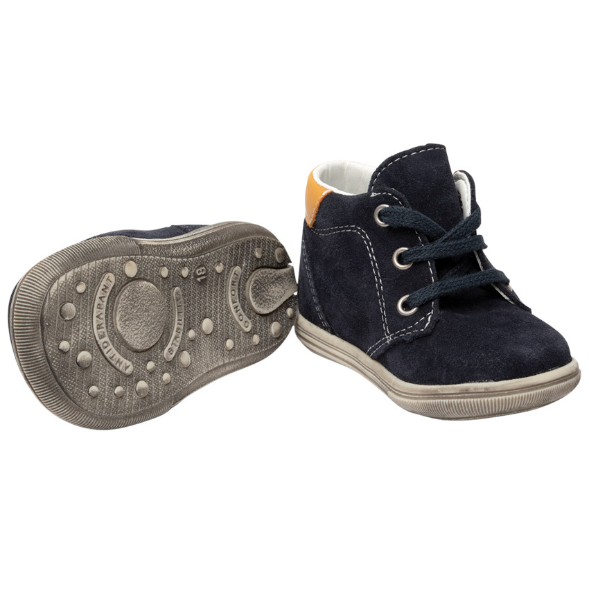 Bottillons bleu marine en cuir pour bébé garçon