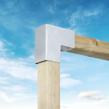 Paalverbinder voor pergola hoekstuk 2-kants 9x9 cm gegalvaniseerd