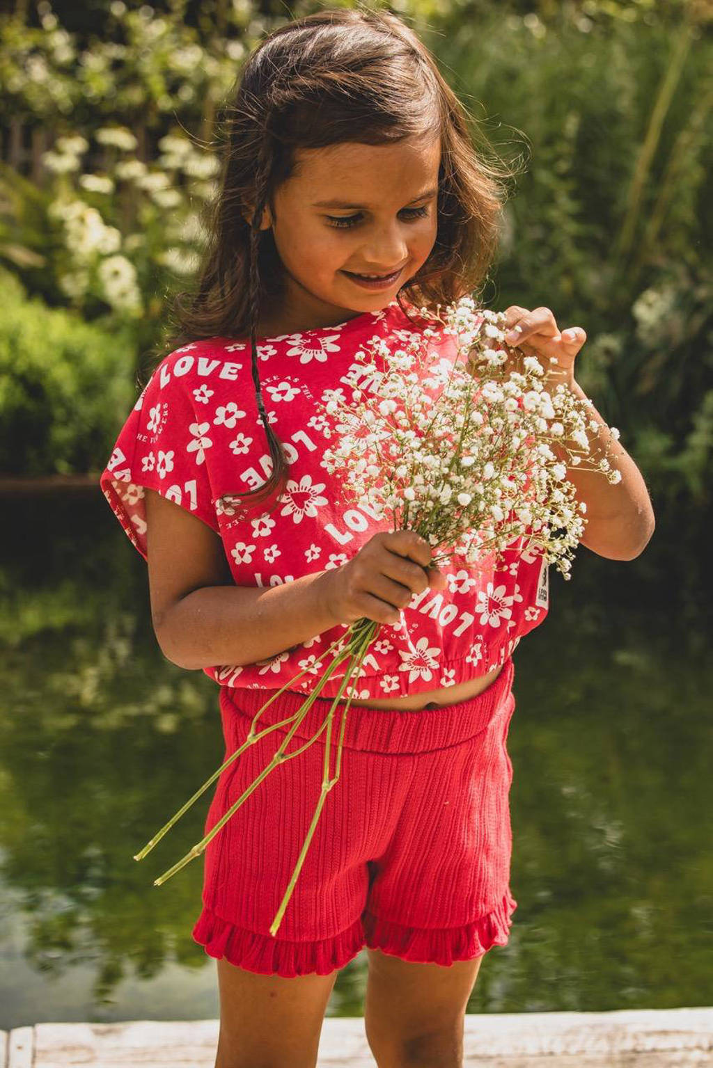 LOOXS top met tekst rood/wit
