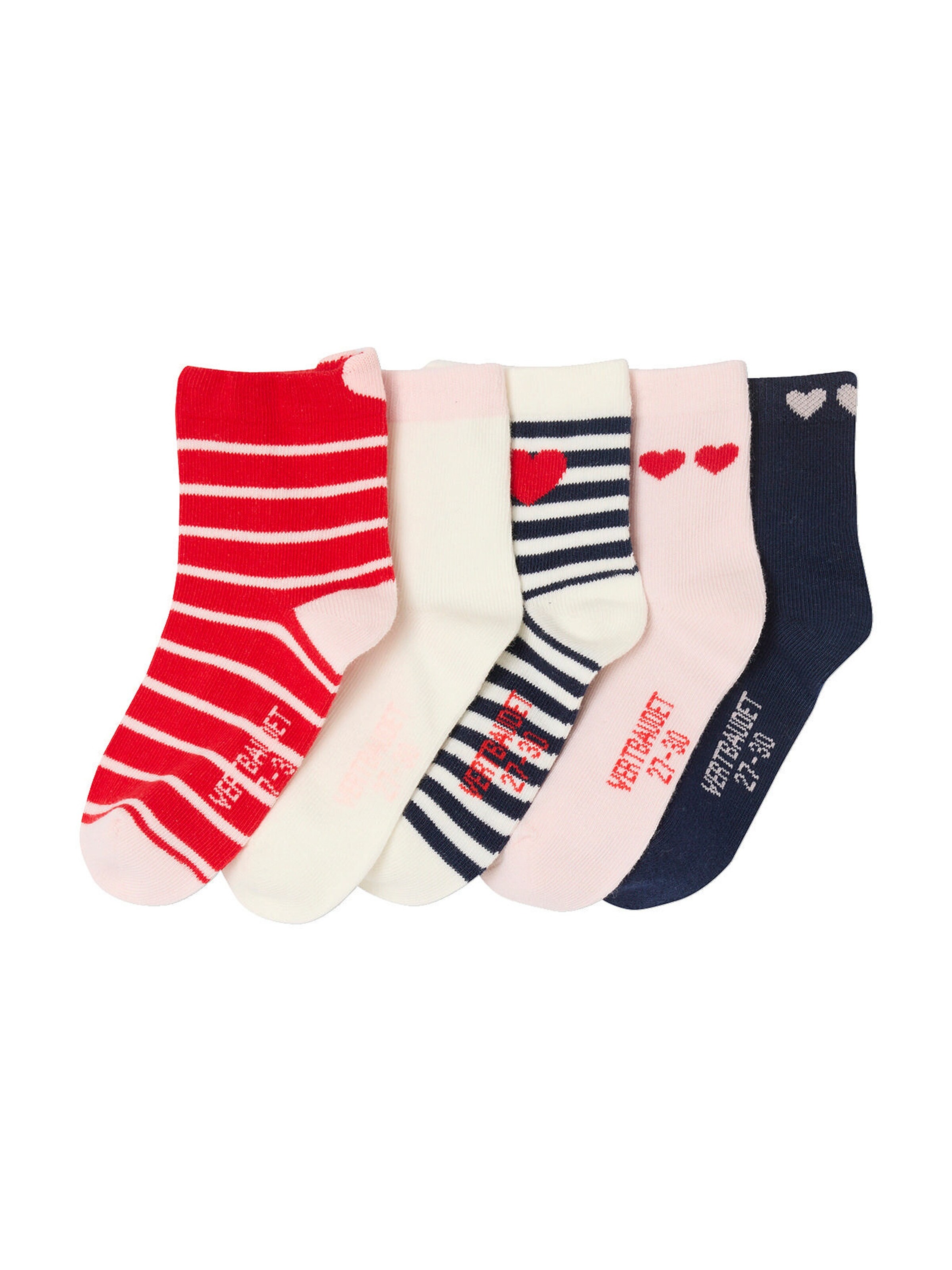 Vertbaudet 5er-Pack Mädchen Socken mit Herzen rot
