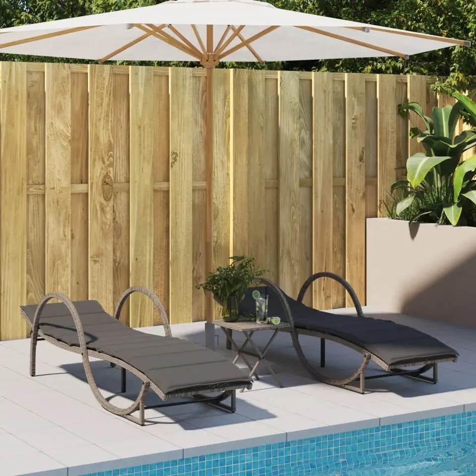 vidaXL - Ligbed - Grijs - Poly rattan