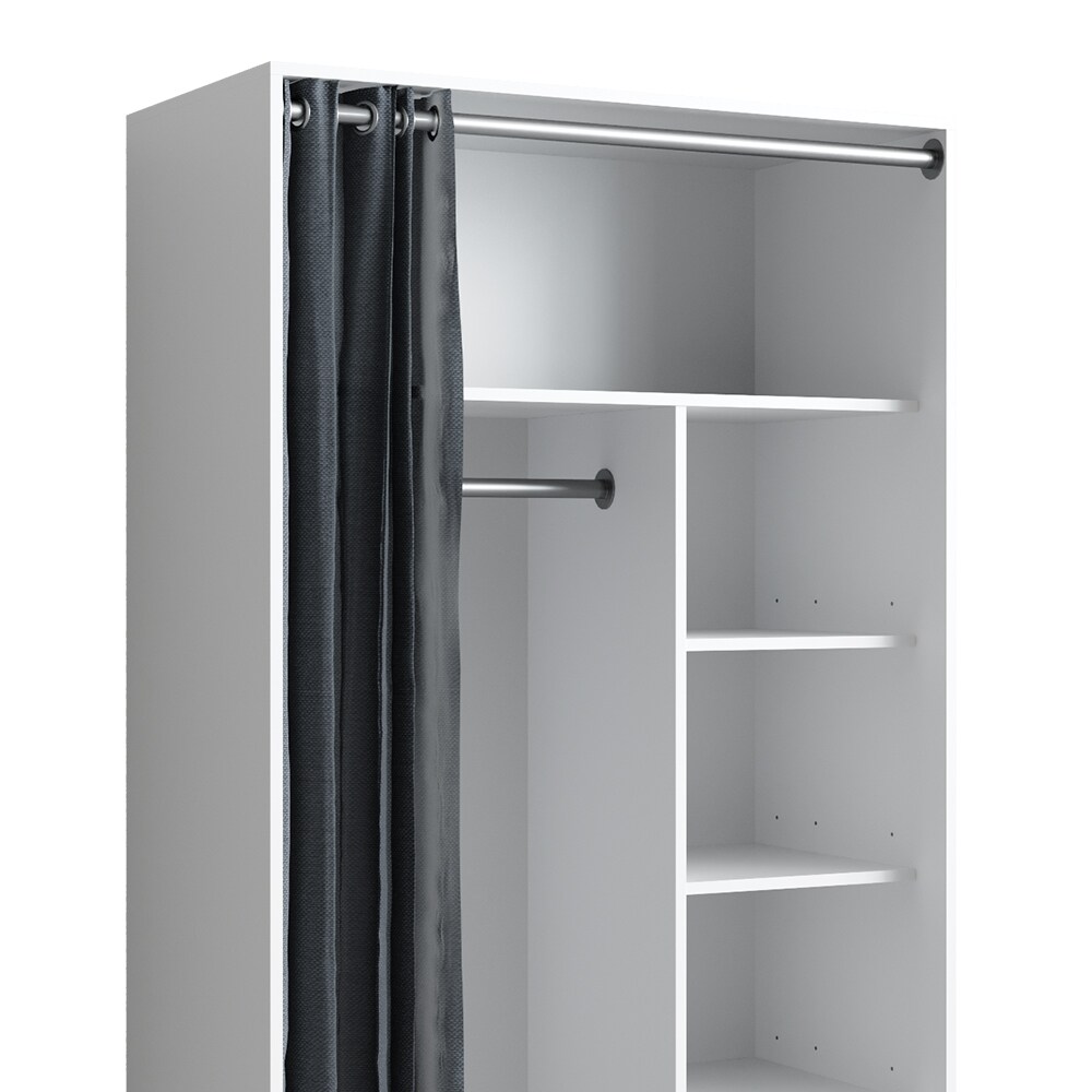 Vicco mobiler Kinderkleiderschrank Dielenschrank Garderobe Doros Weiß modern 100 x 168 cm offen rollbar