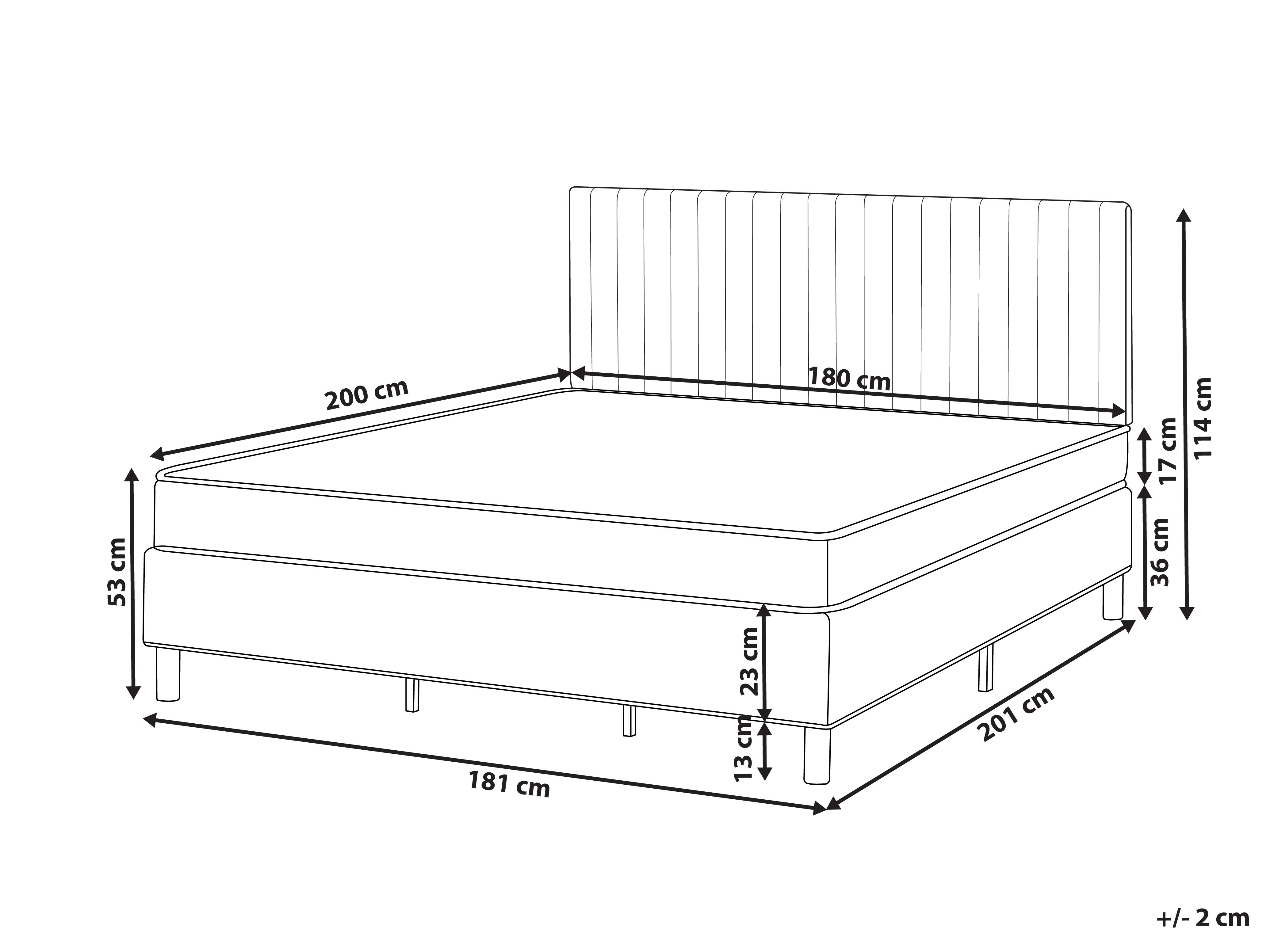 Boxspring Stof COUNTESS 180 x 200 cm Lichtgrijs