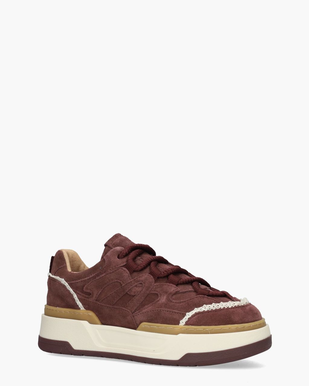 DWRS Label Walton Crochet Bordeauxrood Damessneakers