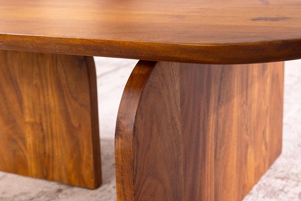 2er Set Couchtische GATSBY 100cm braun Akazienholz organische Form Beistelltisch