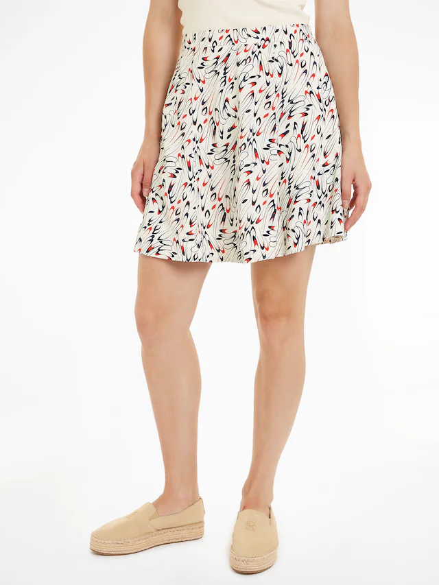Tommy Hilfiger Minirock »SMALL RIBBON SHORT SKIRT«, Webrock mit Allover-Muster