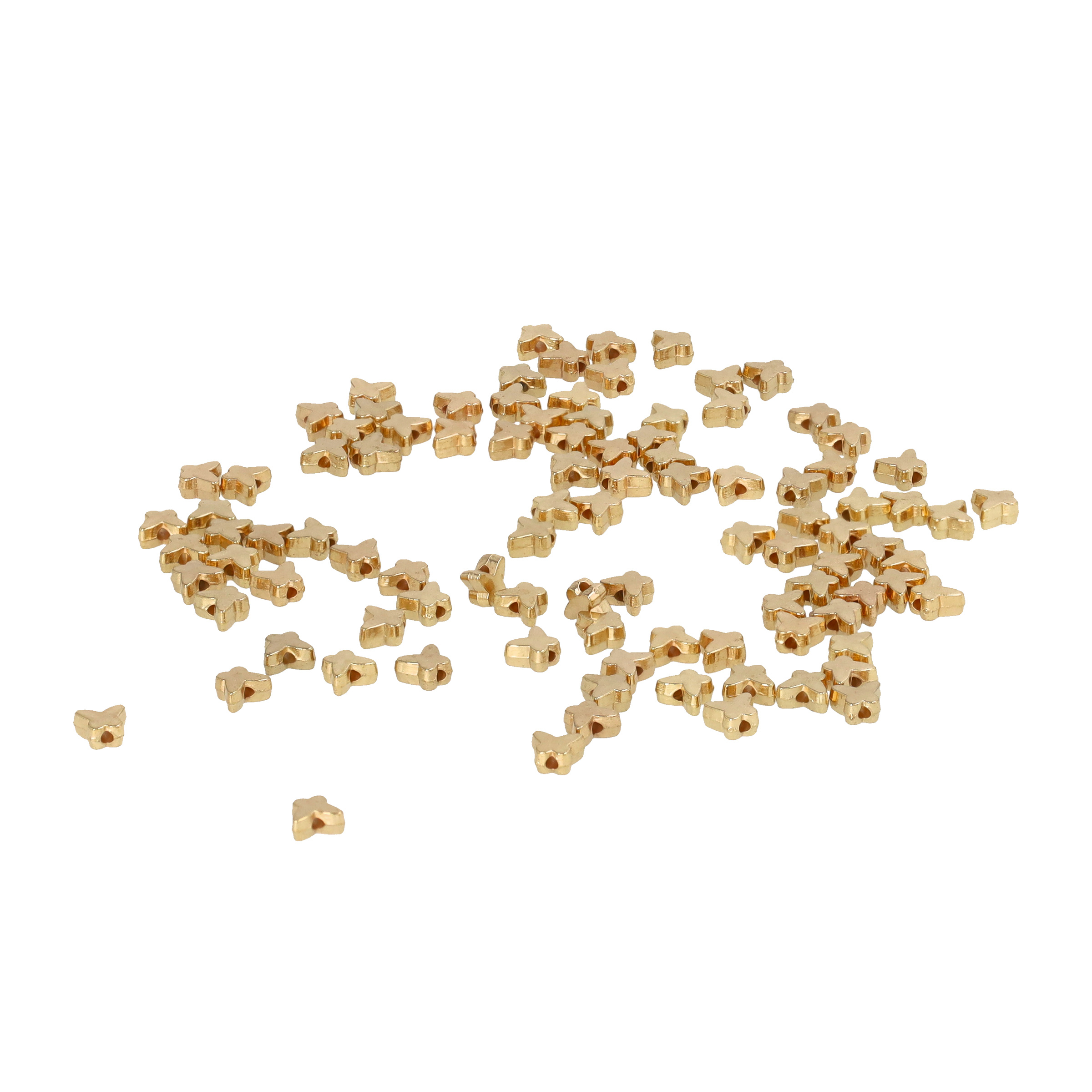 (100er Set) 6mm Schmetterling Perlen DIY Bastel Schmuck Zwischenperle für Armband / Kette - Gold