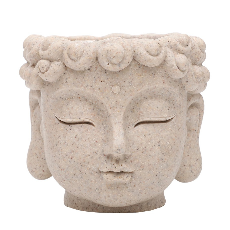 (10x9cm) Mini Blumentopf Pflanzen Vase Home Deko Übertopf - Buddha Kopf