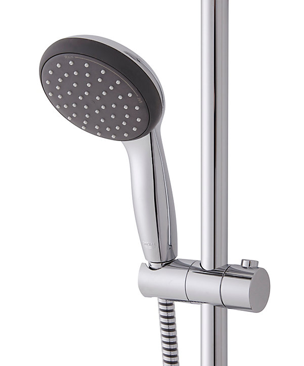 Kit de douche sans robinetterie avec douchette 2 jets + flexible + barre réglable, chrome, Grohe Vitalio Start 100